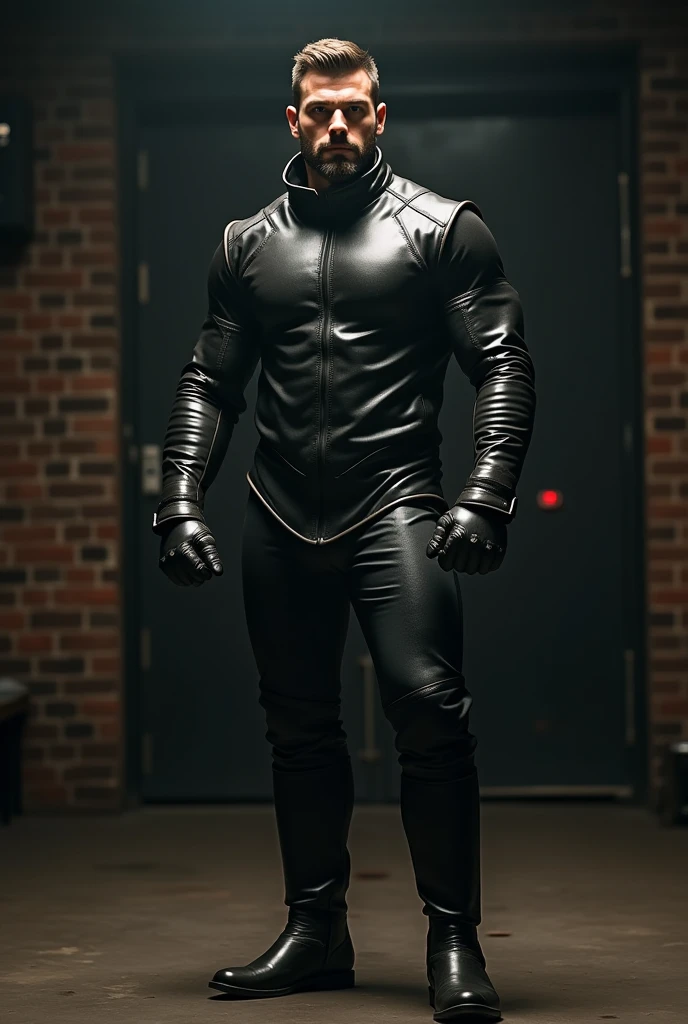 A realistic dark photo of a white 20-year-old boy sitting in the corner on the floor, looking down, with black very long hair covering all his face, wearing a black sci-fi tight suit, strong body, in a futuristic room with white metallic walls, dramatic illumination, hyperrealistic, 8 k