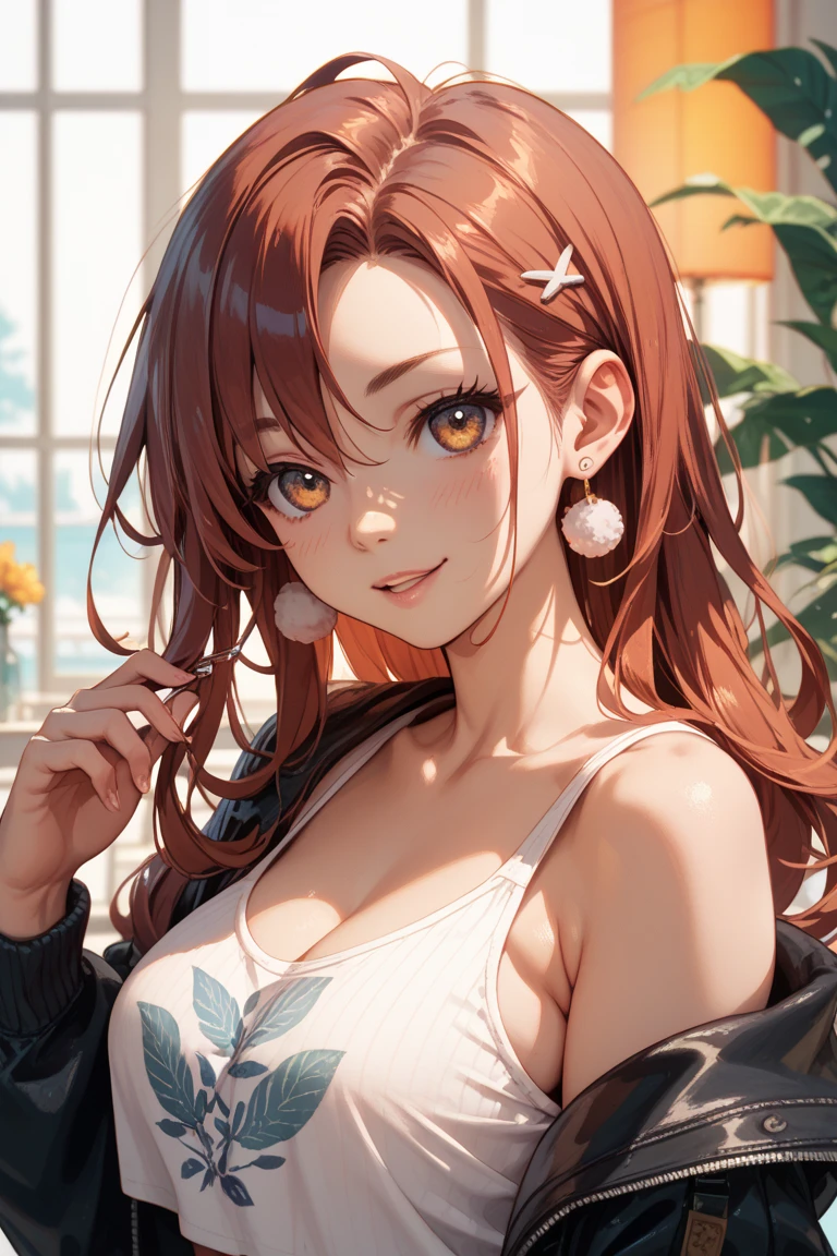 nar_red_sunset,Smile,portrait,Sunny,Off the shoulder dress,big breasts