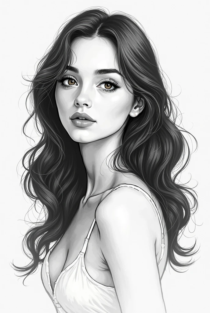 traditional drawing of a woman, girl sketch, bold line drawing, clean black pen drawing, charcoal line art, realistic line drawing, black and white sketch, black and white drawing, beautiful drawing style, ink drawing, girl portrait, high quality sketch art, simple drawing , ink drawing, black ink drawing, sketch style