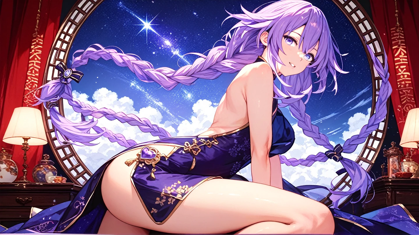 Martial artist、PC Wallpapers、One Person、fewer fingers、Close distance、The upper part of the body、dark long dress with little exposure、Beautiful woman with a smile、kawaii pose