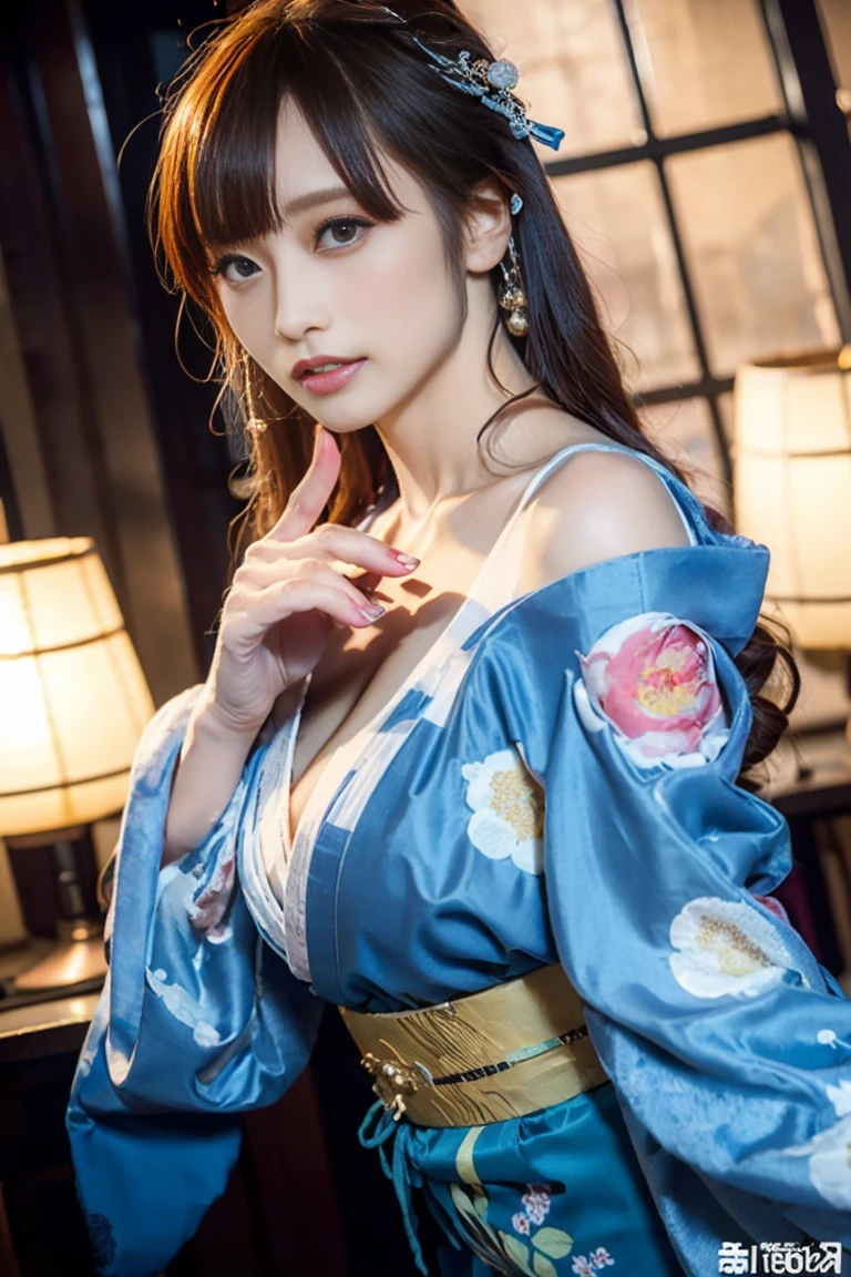 ((wearing a yukata:1.5)), ((full body:1.2)), 1girl,detailed face,beautiful detailed eyes,beautiful detailed lips,extremely detailed skin,extremely detailed face,long dark hair,looking at viewer,solo,upper body,sensual,alluring,seductive,elegant,graceful,cinematic lighting,dramatic shadows,warm color tones,glowing skin,soft focus,high quality,8k,realistic,photorealistic, ((full body:1.5)), ((lying,on_side:1.5)), ((Cleavage:1.5)),((The clothes are skimming:1.5))