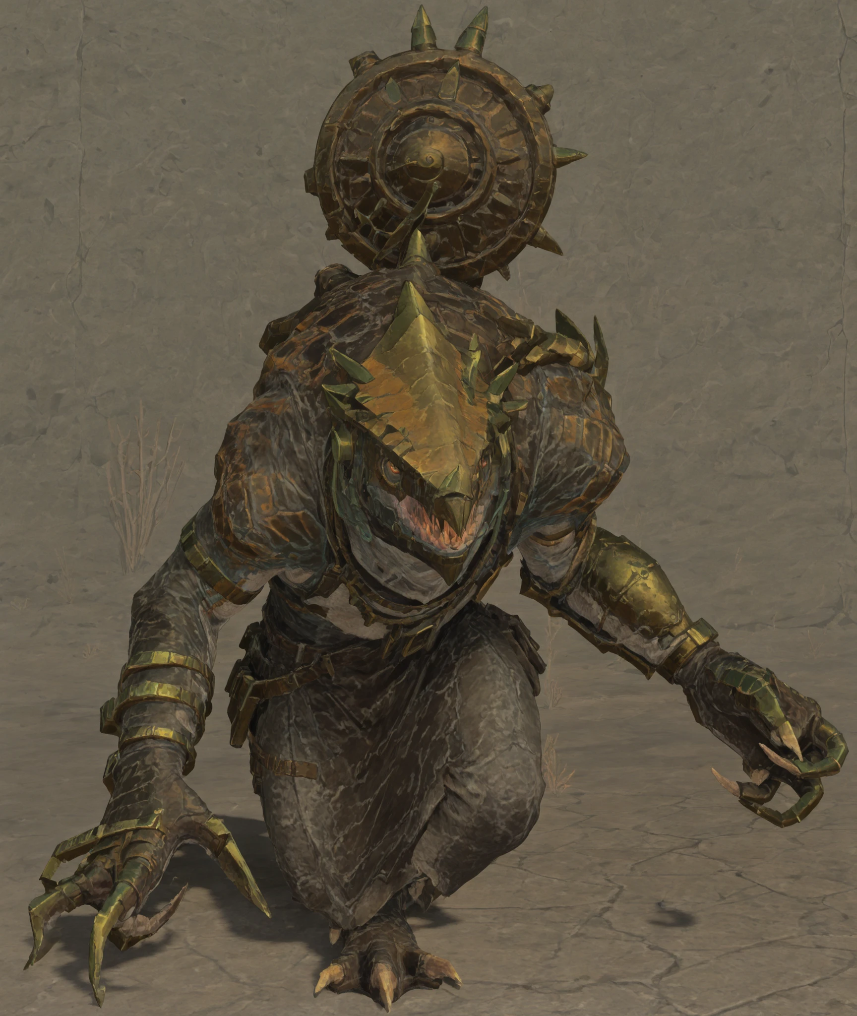 SaurusWarrior, WarlockMaster, enginer, artificer, mechanic, robotic claws, robotic arm, scrap parts,