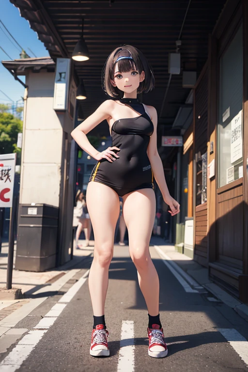 gals,NSFW、Front Angle、(8K、top-quality、masterpiece:1.2)、(realisitic、Photorealsitic:1.37)、ultra-detailliert、1 girl in、looking at the viewers、Beautiful detailed sky、Detailed Cafe Street、full_Body、Cute plain clothes、Complex choker、Cute legs:1.2、long legged:1.2、Slim legs、high-heels:1.3、white sock:1.4、Medium chest、high-waisted、narrow waists,beatiful detailed eyes、 during daytime、Warm tones、White lace、de pele branca、Cinematic Light、ulzzang -6500-v1.1:0.66、