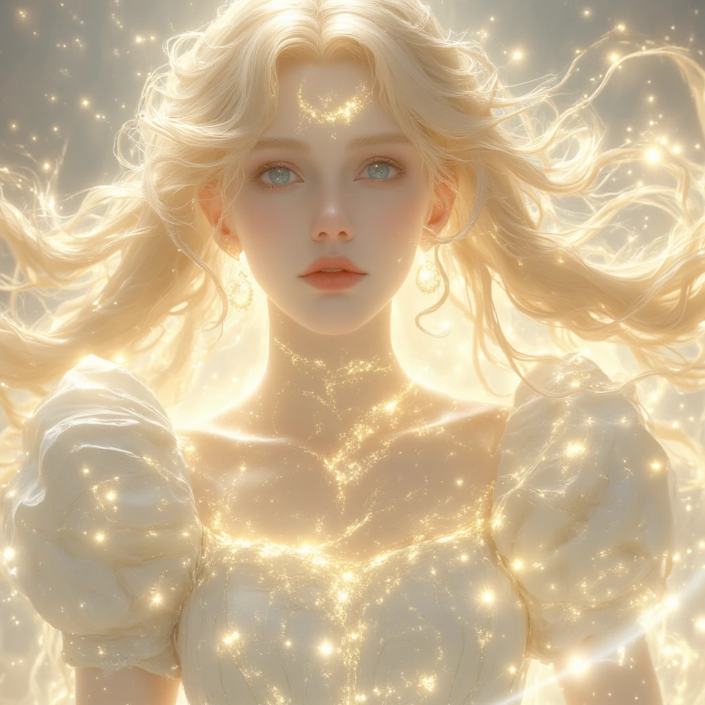 ethereal beauty, Galadriel, beautiful painting in fantasy style., inspired by Nene Thomas, ethereal fairytale, inspired by Edward Robert Hughes, Oil painting in fantasy style, ethereal!!!!!!!, ethereal!!!, fascinated by the spirit of nature, ethereal fantasy, Space fairy woman, in a space dress, black hair, mystical eyes, Essential lighting, detailed lace patterns, graceful pose, intricate starry sky motifs, delicate silk fabric, mysterious atmosphere, atmosphere space.