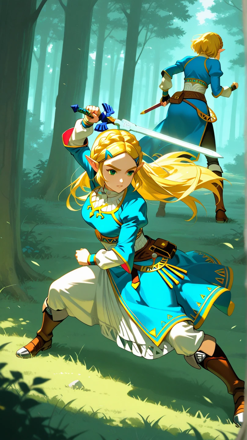 Bianca casting a spell,(Shooting from below),White panties,(Storm from below),Thundercloud,dqBianca Single Braid,(Green Dress), Earrings, choker, Orange Cape, belt