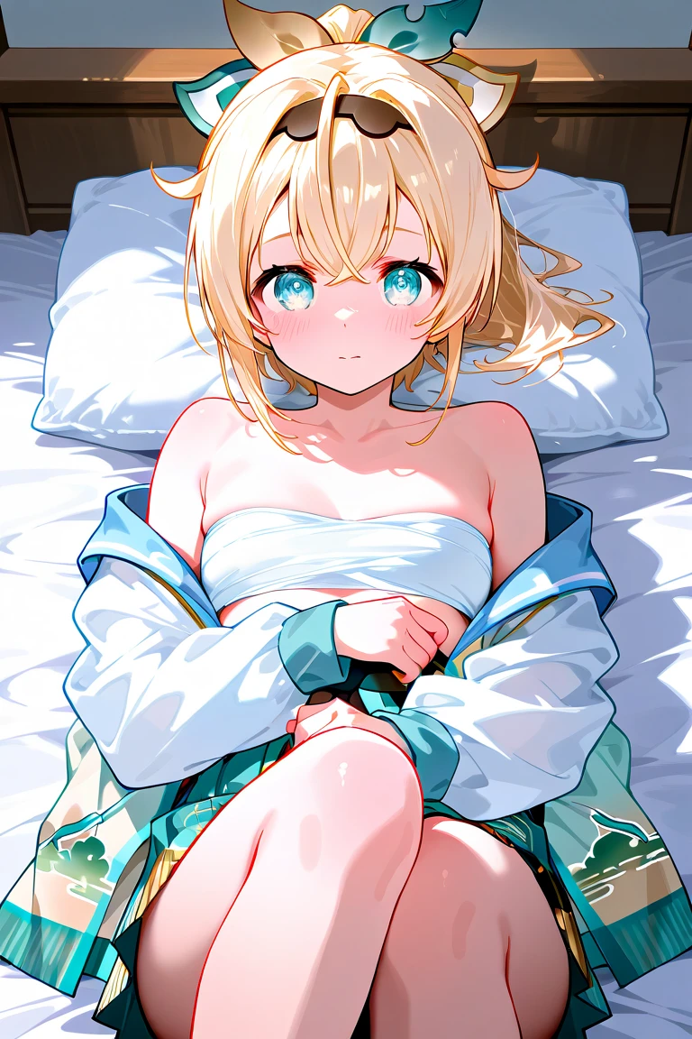 1 girl, blonde hair, braided hair, lying in bed, nude, hi res, detailed, sexy, cute