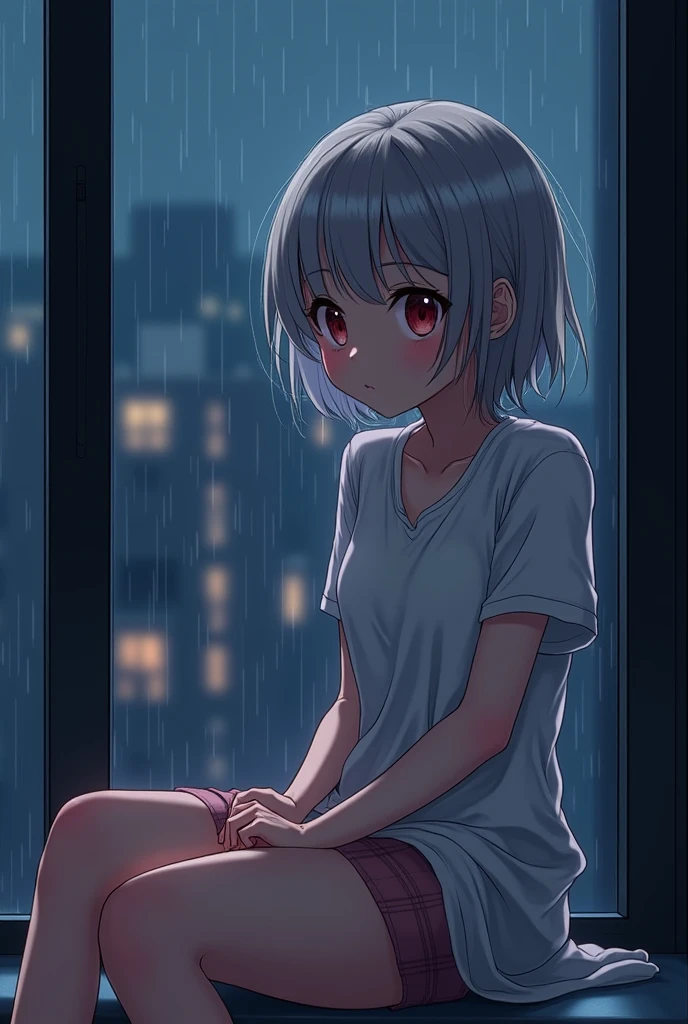 {{{Masterpiece, highest quality, high-resolution background}}}, bright and beautiful atmosphere, 1 girl (, round face, baby face), small breasts, girl falling on the road, half-crying expression, leg exercise sitting , miniskirt, white underwear, "deltamon_sdXL :0.73)>Deltamon