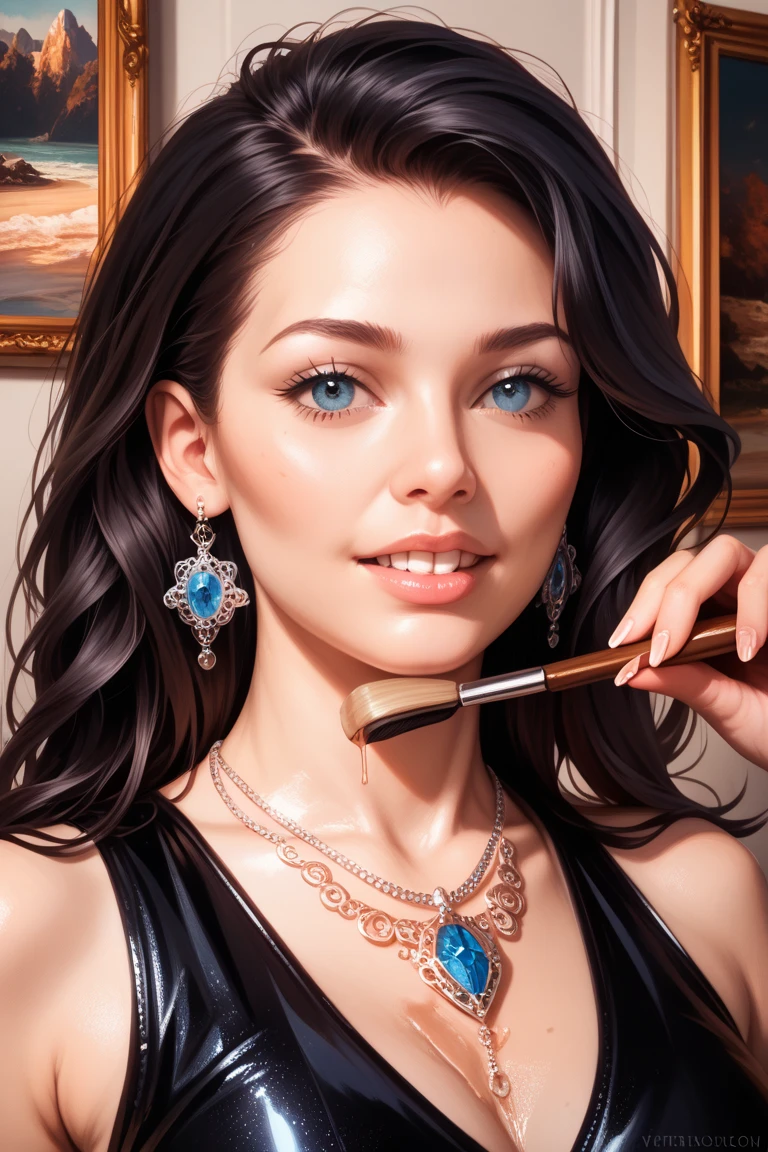 (masterpiece) (best quality) (detailed face) (8k) (sharp focus), western art style, 1 female, thick