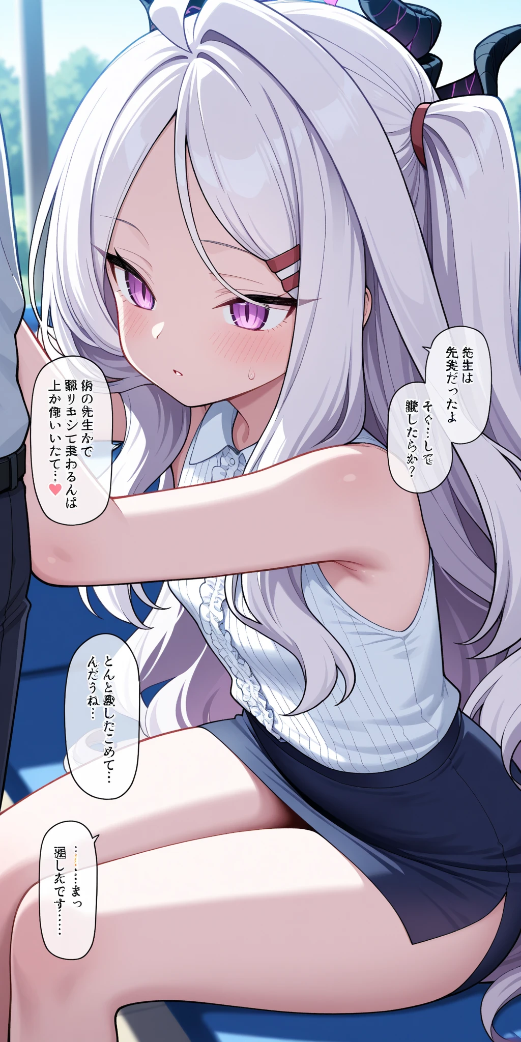 (manga style,comic style:1.2),bedroom,white hair, short hair, Black clothes that show your body line, middle school girl, orgasmic expression, intense pleasure,blinking lights,exposed breasts,facial flush,heavy breathing,convulsions, small breasts,solo masturbation, Climax of pleasure, acumen