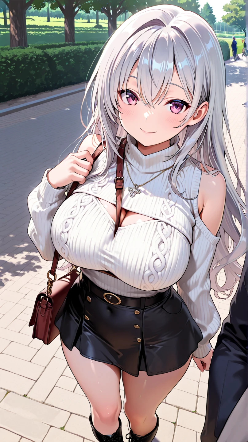 (masterpiece, top quality, best quality, official art, beautiful and aesthetic:1.2), (1 girl), extreme detailed, colorful, highest detailed,
(huge breasts:1.2,) upper body, from front, cameltoe, white panties, skirt lift,
Trailblazer (Honkai Star Rail), Trailblazer, white hair, yellow eyes, long hair, white shirt, black skirt, black jacket, earring, choker,
city, street, sun, leaning,