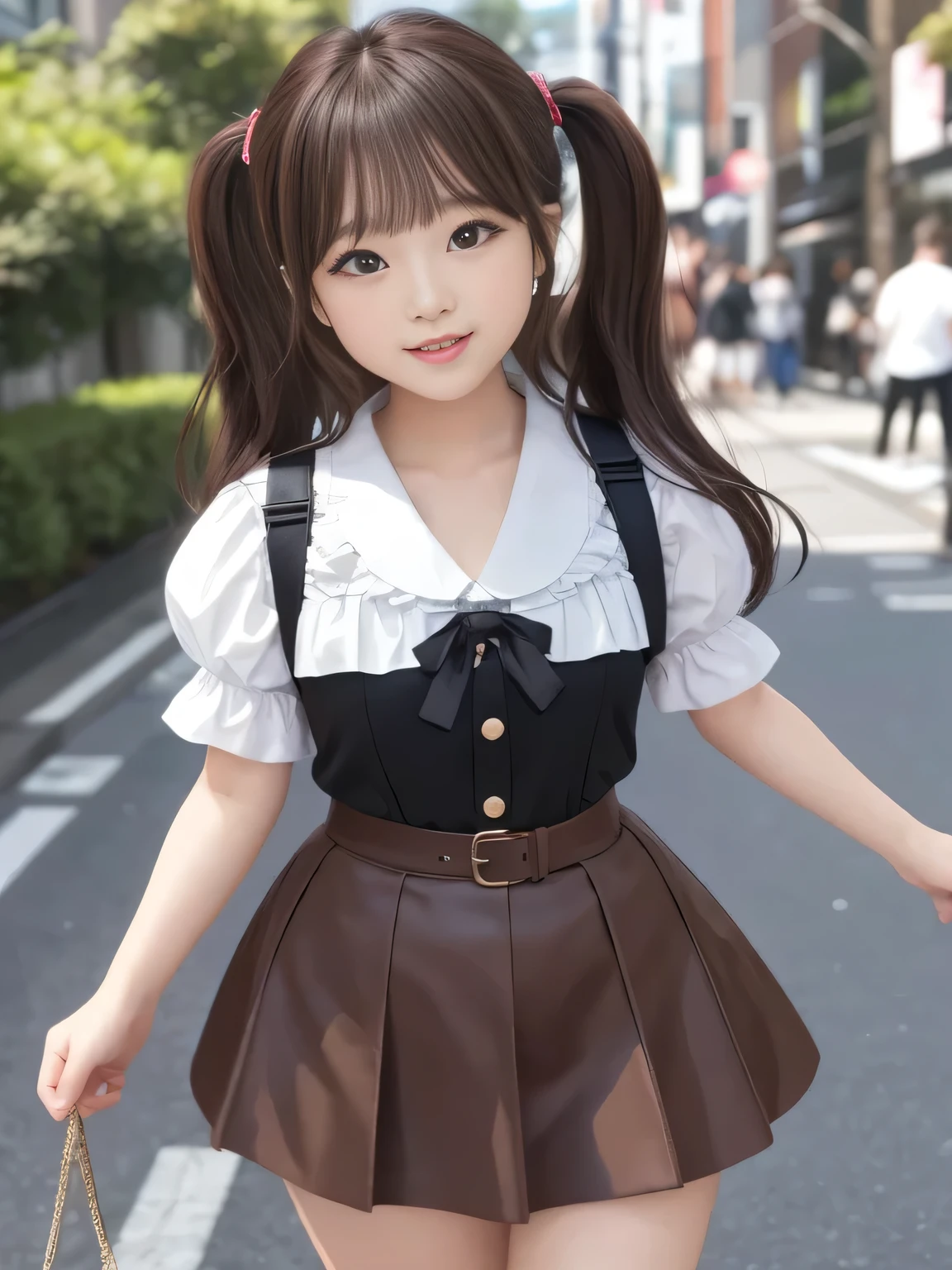 8K、cute、Adult Girls、gravure、detailed、Braid your hair in an intricate way、stockings、Twin tails
