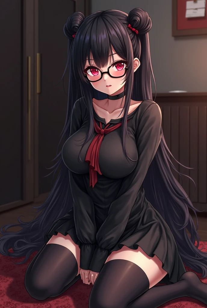 nsfw glasses  virginal blood deflower lost virgin pubic hair sobbing tears nude flat chest clenched teeth small nipples little girl loli socks petite black hair long hair menstruation period blood white hair band 13 years old [vaginal:skin:0.5],[urethral orifice:skin:0.5], 