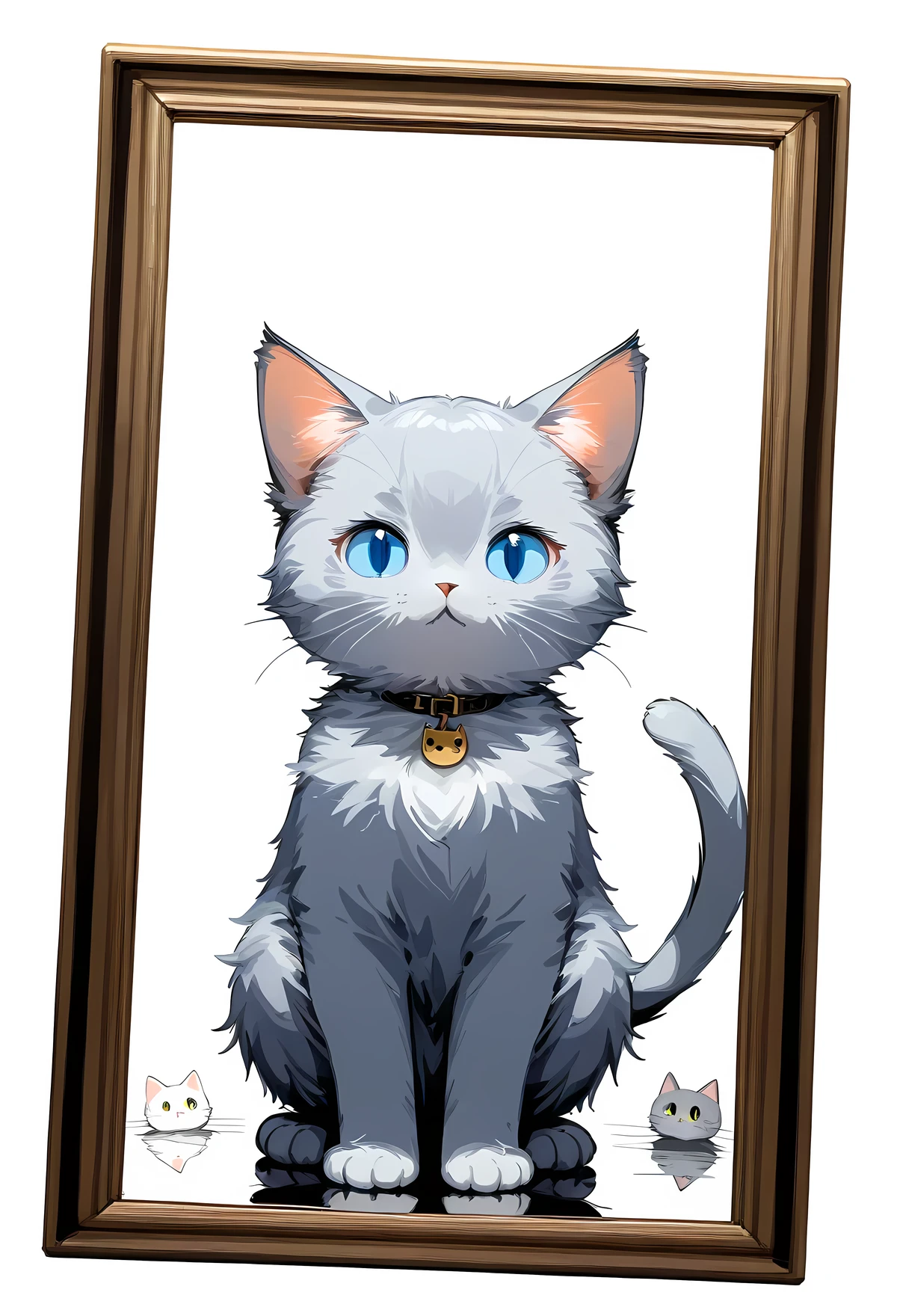 , (masterpiece:1.2), best quality,PIXIV,
1cat,gray fur cat, illustration style, facing front, kitten ,light blue eyes, a light white background, a composition seen from the front, a composition in which the whole body is reflected in the angle of view,short-haired species,Cute painting style,Stray cat,The whole body gray cat, Russian blue,