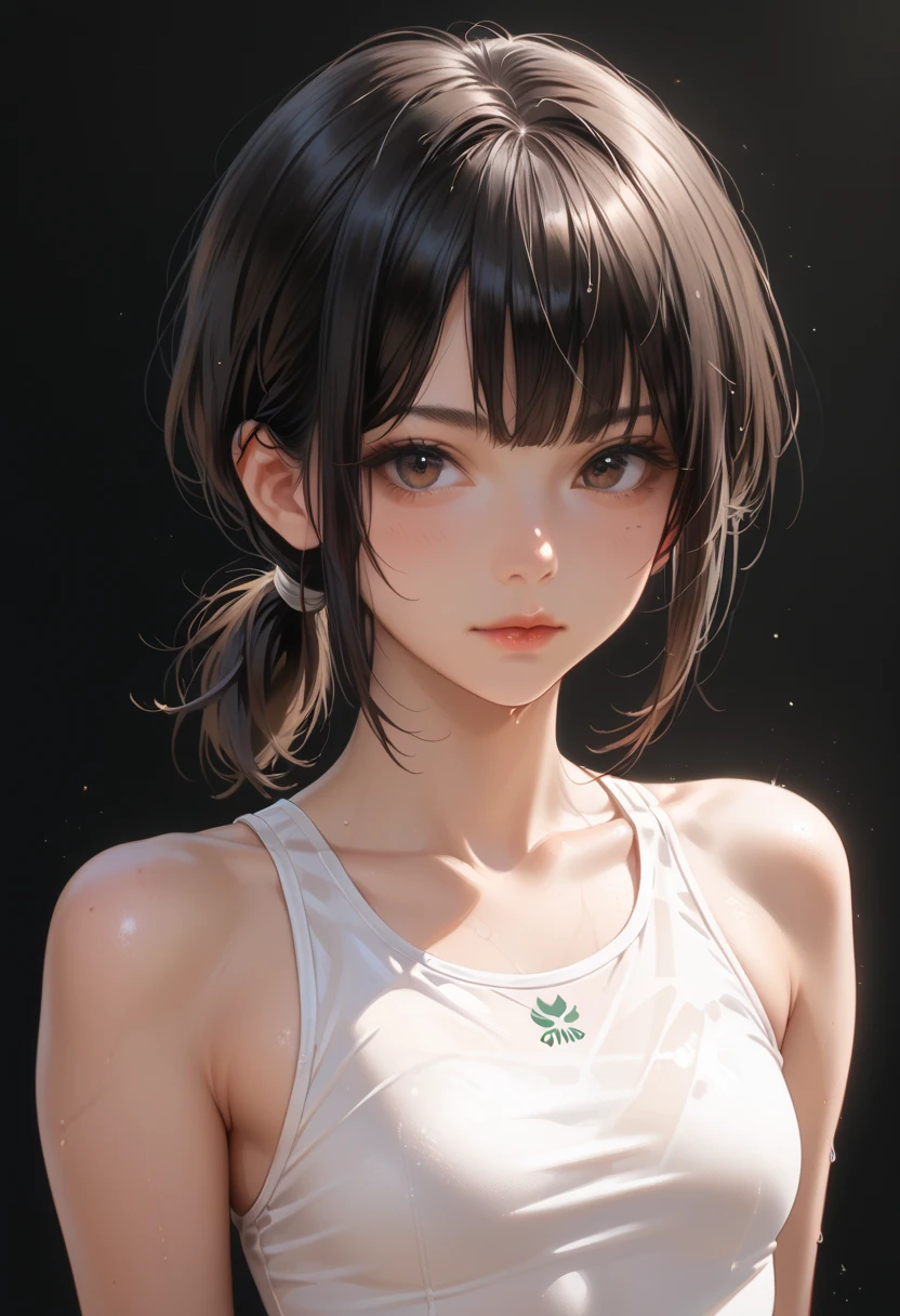 (high resolution, upper body, soft skin:1.2),(best illustration,masterpiece:1.2),ultra-detailed,[(cat ears , black inside:1.2, black ponytail hair, gold cat eyes),vivid colors,sharp focus, sunlight,bokeh, wearing a gold over one shoulder one piece swimsuit 