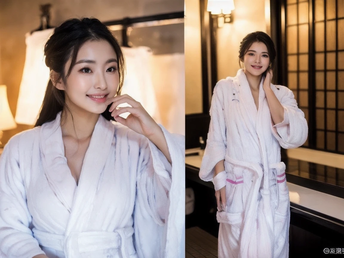 A girl smiling and looking at the photographer:1.7、