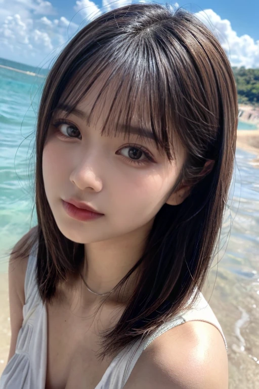 Highest quality、masterpiece、High resolution、Wuxi 1girl、Swimwear、Super beautiful face、Super beautiful eyes、Super beautiful hair