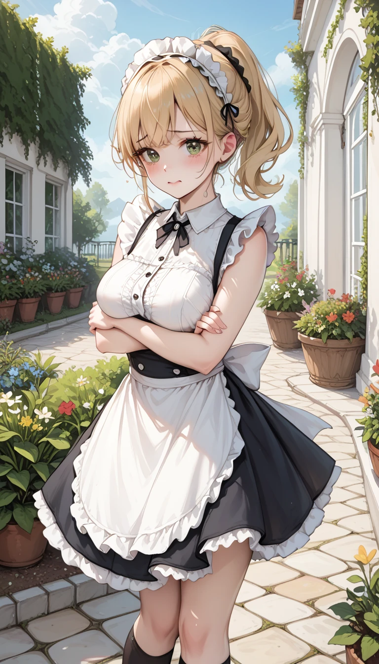 masterpiece, best quality, 1girl, solo, big mouse ears, braid,dress, <lora:tam2-000001:1>,victorian maid, smile