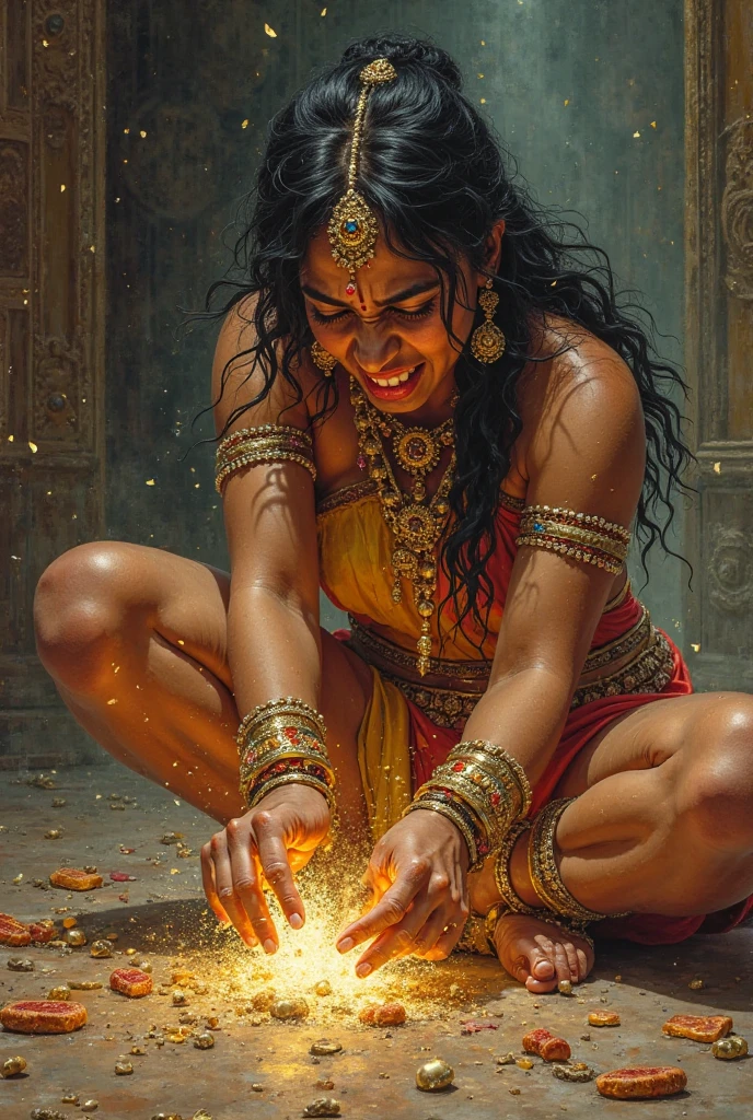 Lord Shiva pick up mata saati who was burning and shouting loudly and crying