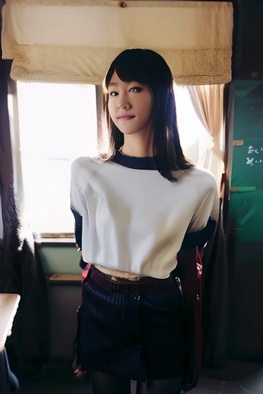 masterpiece, best quality,realstic,photorealstic,very detailed,ultra deailed,detailed Lora,highres,detailed face,perfect face,detailed eyes,perfect eyes,expressive eyes,perfect anatomy,
1 girl,solo,ANNIE,short hair,black hair,black eyes,white shirt,brown vest,brown mini skirt,large breast,nallow waist,cowboy shot,