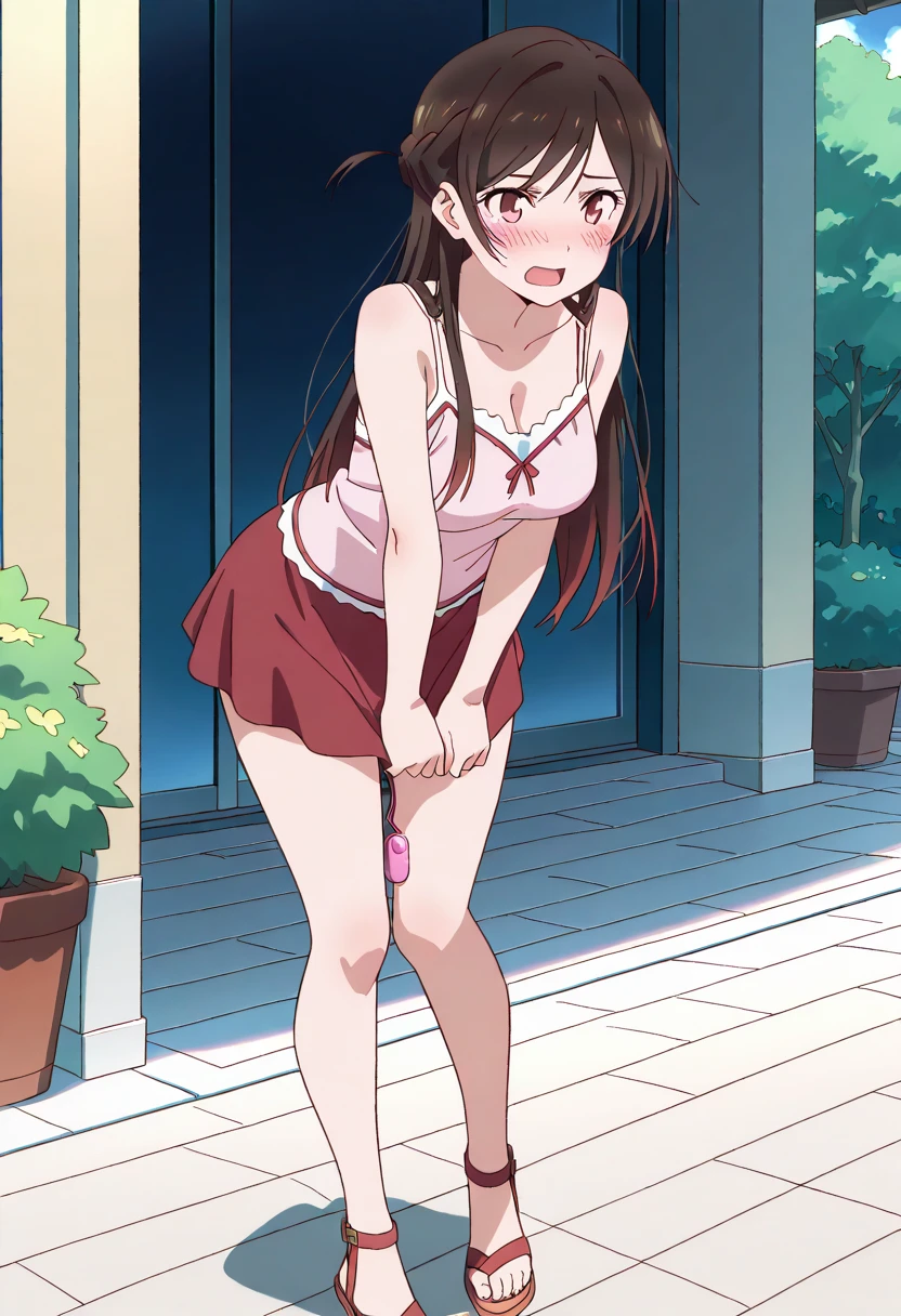 Highest quality,1girl,Big Breasts,orgasm,blush, shut up,Akizuki Marina, Long Hair, Blue eyes, Brown Hair, mini skirt, black Knee socks, Expose your shoulders, shirt, ,((Lift skirt,Cute pussy:1.3)),garden,pussy,Pussy in full view,Pussy fully exposed,I can see your pussy,She shows her pussy to her father,