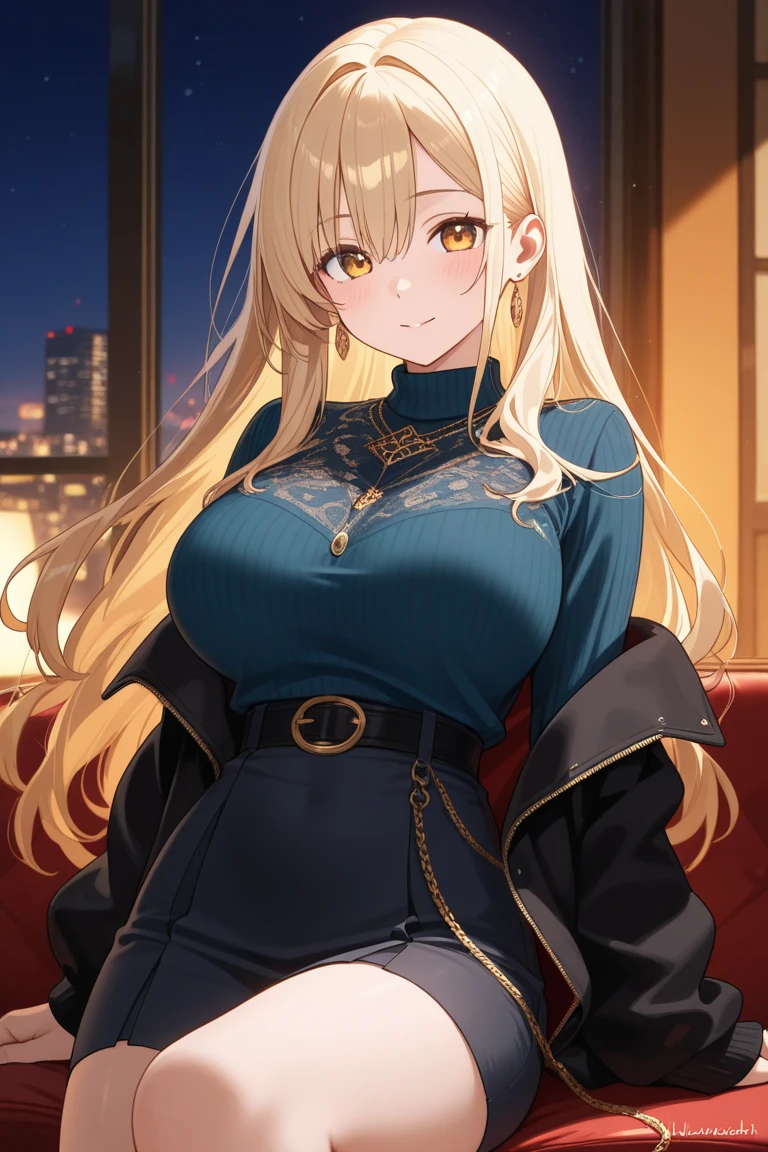 1 mature woman，(Long fluffy blonde hair:1.6)，Business suit，Skirt that wraps hips，black long socks，Mature and beautiful，In quaint streets，The streets are lined with antique vendors selling vases, porcelain, and antique paintings，Light smile，looking at viewert，Ultra-detailed CG，Exquisite facial features，Clear facial expressions，Detailed digital anime art，Digital anime art，High quality anime art style