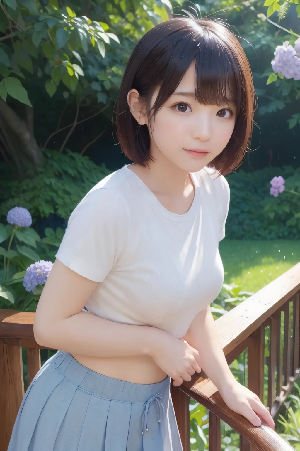((Highest quality)), ((masterpiece)), (detailed),Japanese,15 years old,Girl,(naked),Blue Eyes,smile,Outdoor,plateau,night,star,milky way,Bob Hair,See-through,Thea Shirt,jeans,Small breasts,nude,Upper Body,


