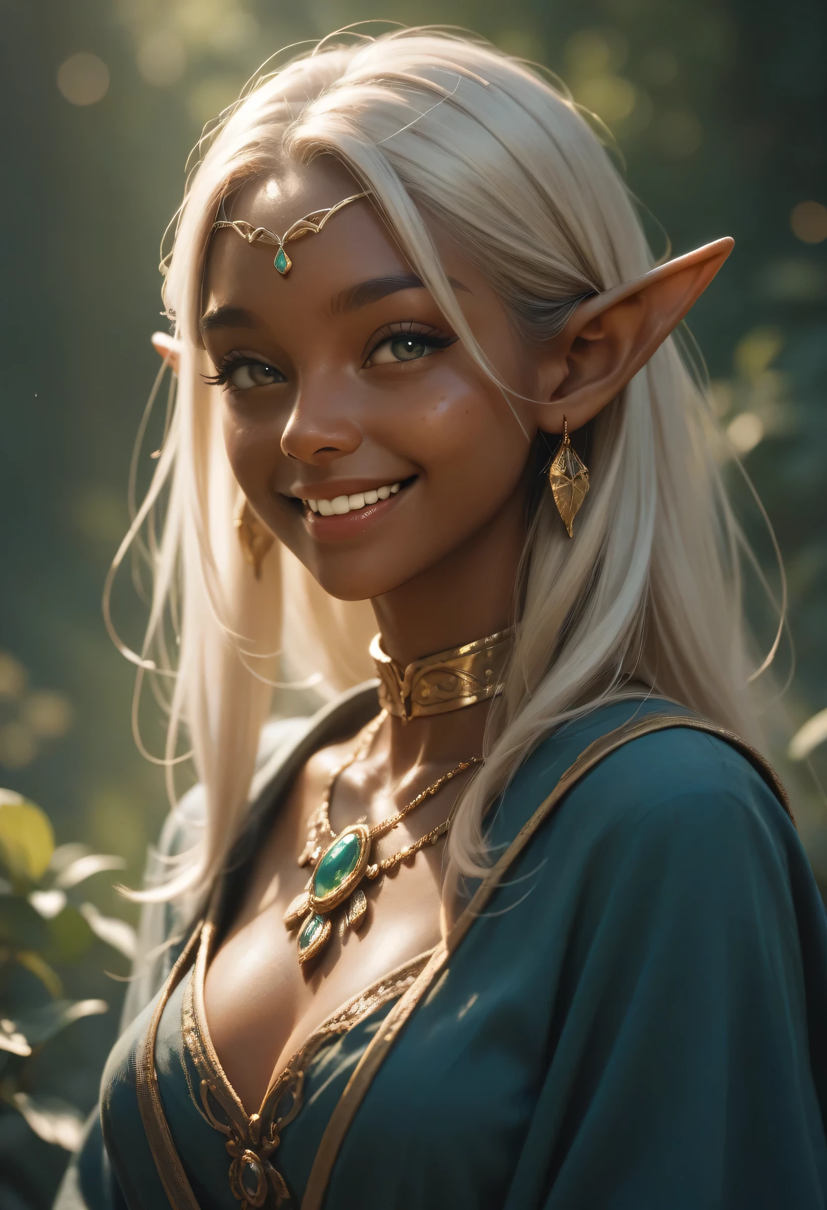 A sacred and enchanting dark elf, Fearless smile