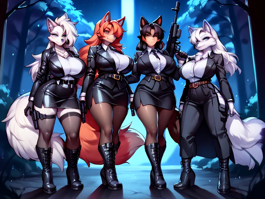 full body girls in dynamic poses variations, with ultra realistic beautiful face, holding gun, global illumination, masterpiece marmoset toolbag rendered, with perfect soft curves and perfect eyes. --auto --s2