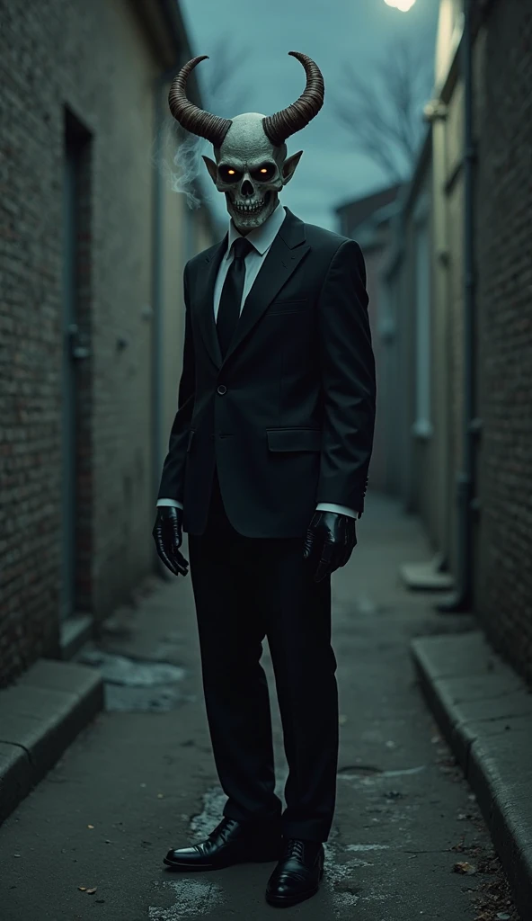 A tall ghoulish thin man in worn-out clothes walking through a ghoulish city