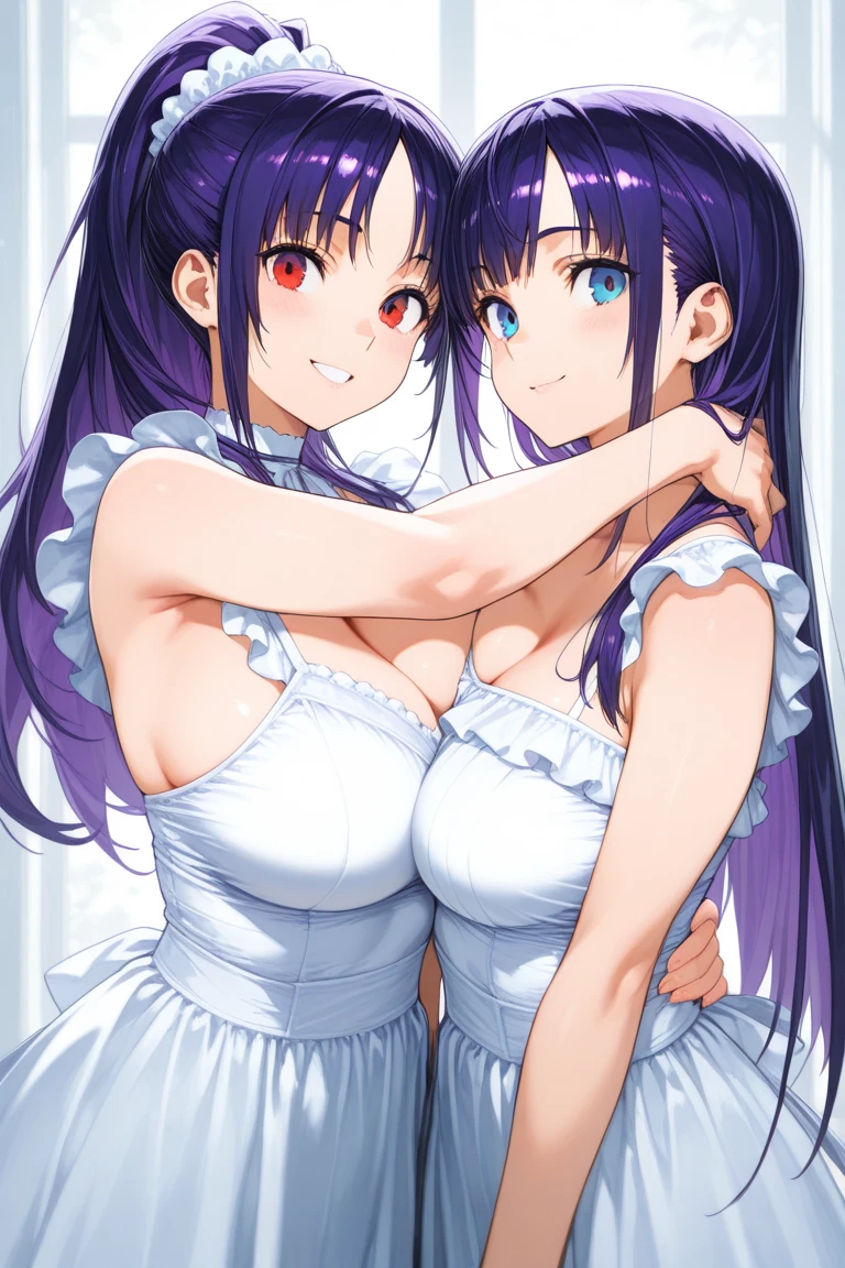 masterpiece, best quality, large breasts, blue eyes, forehead bangs, blue hair, long hair, embarrassed, with angelic wings, (angelic halos:1.2), in a heavenly paradise. flowing white gowns with golden accents and delicate, multiple girls, (1boy:1.2), (pov:1.2), (sex:1.2), (3girls:1.2), (cowgirl position:1.3), (girl on top:1.2), (straddling:1.2), (nsfw:1.2)