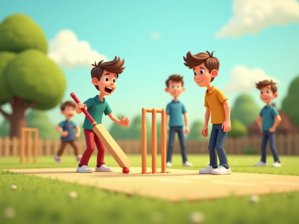 Kids plying cricket in big ground