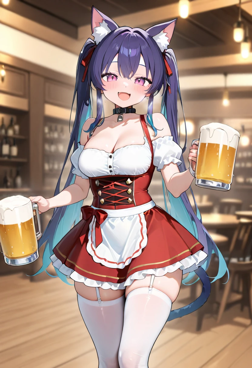 (Best Quality, 16 K, ultra-detailliert, Photorealistic, Beautiful skin, Professional Lighting){{{masutepiece}}}, Best Quality, Colossal tits , Full body, Juice,Staring,Sexually suggestive, Mihono Bourbon（Uma Musume）,Married Woman Seduction Bikini, NSFW, Obon breast, breast rest, Tray, Breasts out, (Large breasts:1.2), Holding, holding a tray, Upper body, Emotionless face, Cleavage of, Paizuri