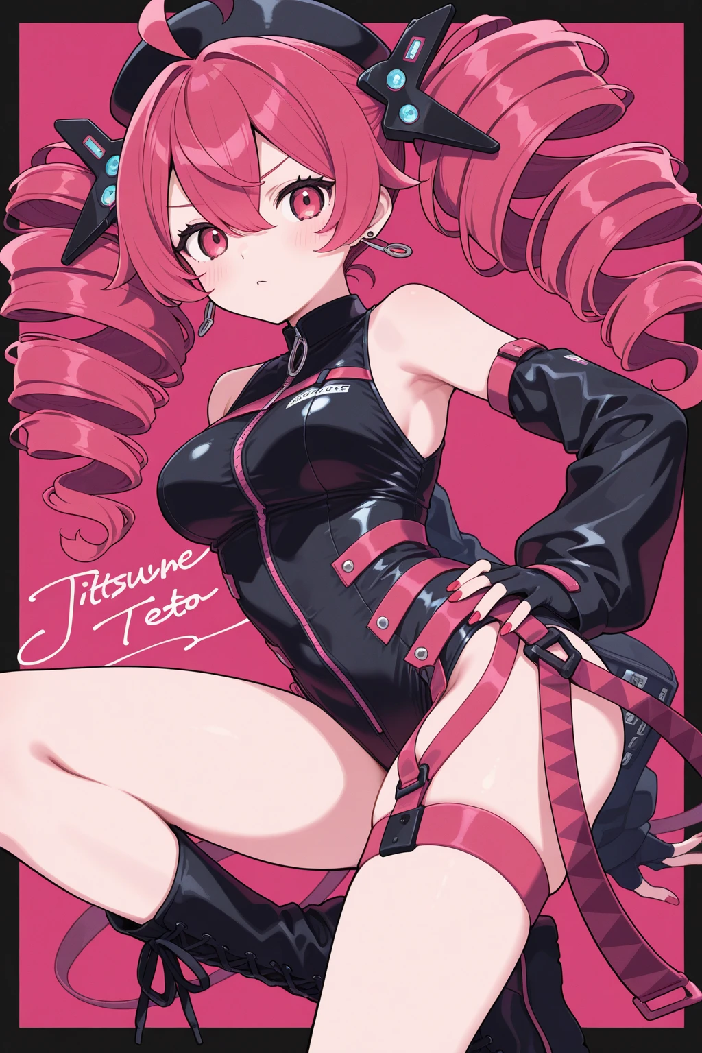 Bunny Girl，Rabbit ears，Bunny Girl，Idol singer，star，Dark Magic, Dark Forest, negaive energy, hell, Blank, Star, Black Hair,A girl，Squatting，M-pose，Squat，，Photos，Unreal Engine 5 Photorealistic Rendering,(Cover comic magazine:1.6)，game character, Role Player, Standing on Kyoto Castle, Pretty Face, Arm tattoo，Tattoo on the chest，ace of spades，Belly tattoo，Body hyperreality，thick muscles，Wet body，excellent!! Types with bobelon, Big Case, Moisturizing and radiant body, Short brown hair，Pink latex coat，prom，Nightclub，on stage，spotlight，Put your hands behind your back，Onlookers，Heart-shaped，Black garter belt，Side back，Distortion angle of view