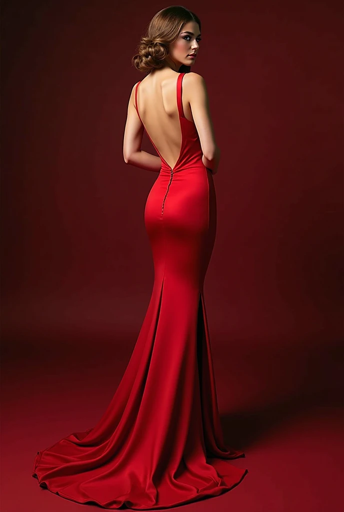  *The dress was a deep red, floor-length gown with a low back and a high slit on the side. Beside it, lay a pair of matching red heels and a string of pearls. 