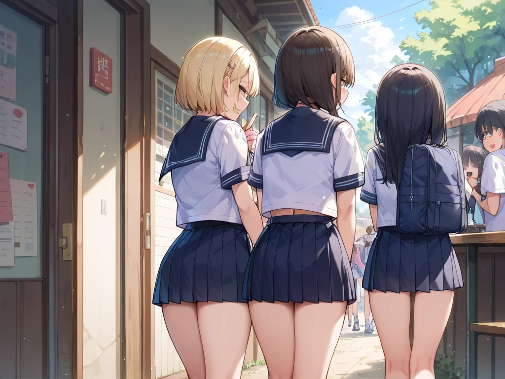 ((Three slim beautiful schoolgirls))、japanes、Beautiful ass、Spread your buttocks with your hands、sexy pose、T back、Shameful underwear、Transparent underwear、String underwear、Sweaty buttocks、Oiled buttocks、Wet buttocks、Drenched buttocks、Wet legs、Wet underwear、Radical underwear、anus、 --auto