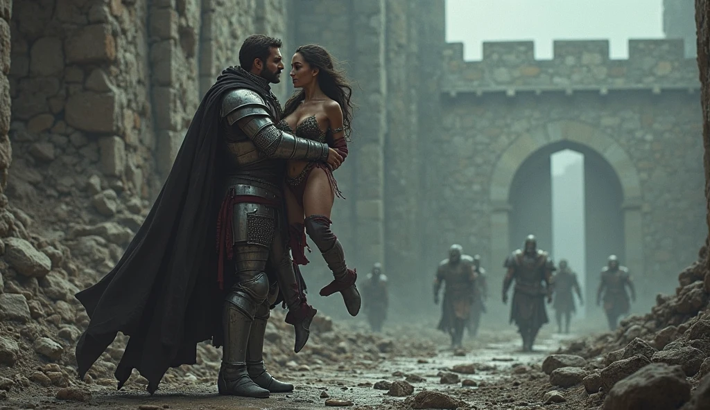 (The 8k quality, Ultra-high resolution quality, Ultra high definition, Photorealistic, Best Quality):1.5, (​master piece):1.4, (NSFW, 3 strong naked men, 1 thin woman, hetero):2.2, (extremely orgy with men, rape, vaginal penis):3.5, (sex from behind, standingdoggy, A naked man grabbing woman's breasts violently from behind):5.0, (1 woman standing with leaning forward):2.2, (orgasm expression, screaming, feeling extacy, closed eyes):1.6, (Camera angle from front):1.7, (no panties):1.3, (extremely absent-minded Bewitching Gal Gadot, extreme sweaty skin):1.2, (in battlefield ruins):1.1,