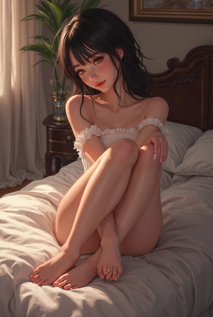 Raw photography, top-quality, masterpiece, extremely delicate and beautiful, ighly detailed, nffsw, Unity, 8K Picture Wallpaper, amazingly detail, detaile, masterpiece, top-quality, Official art, Highly detailed ticker Unity 8k wallpaper, ultra-detailliert, hight resolution, ighly detailed, Clair, Focus, (top-quality), (realisitic, Photorealsitic:1.5), 8K, Soft lighting, hightquality, lighting like a movie, 1little girl、Chiquita、Lolicon、10yaers old、fullnude、fullnude、As it was born、Beautiful nudity、Artistic nudity、toppless、bottom less、very, very small udder、wetbody、small and beatiful 、Beautiful 、Thin pubic hair、M-shaped legs、Opening legs、The background is a hotel room、morning