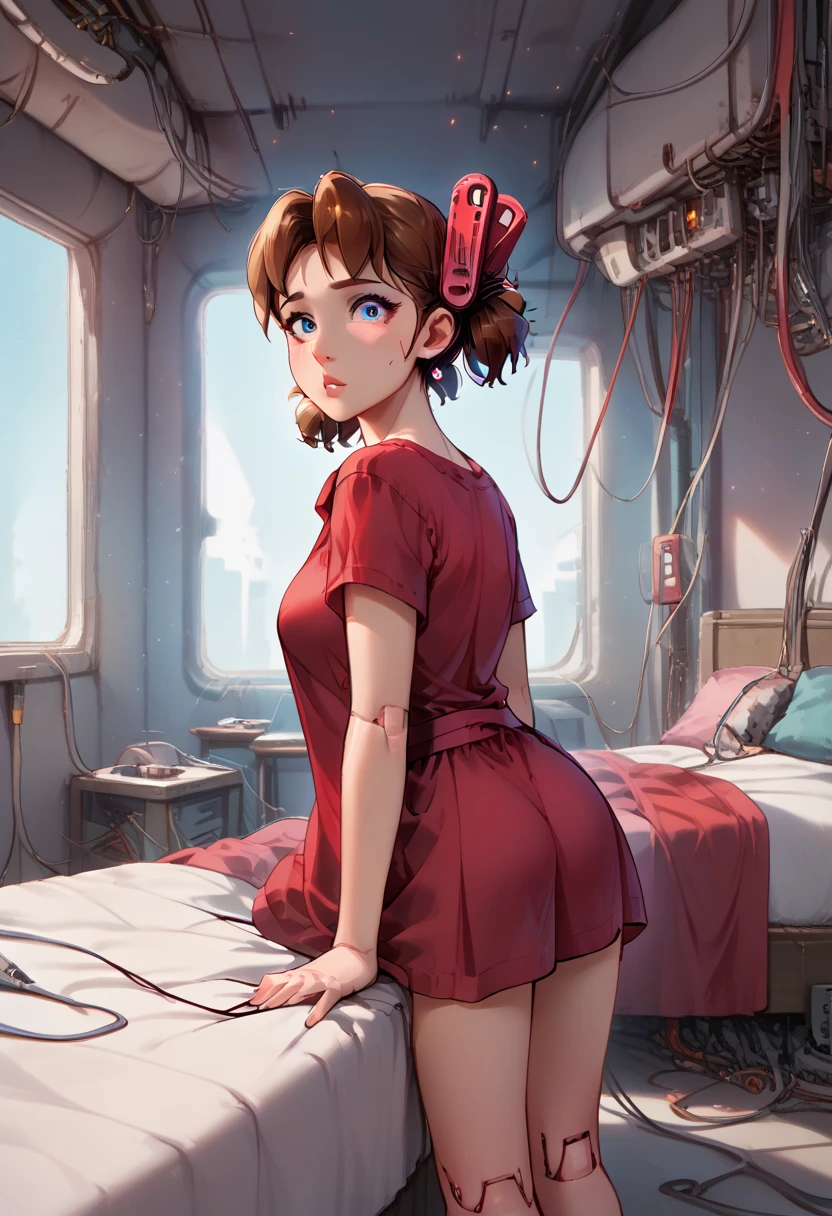 (Star Wars) Princess leia in her white dress is on her knees begging Darth Vader for mercy, she is in a torture chamber