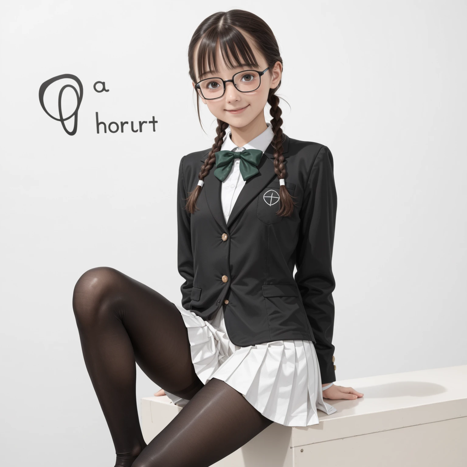 Magazine cover,Long hair,,Beautiful sexy woman with glasses(Wear a school uniform),Lifting a skirt,(Smooth skin),E7E48U,Large Breasts,Sweating all over