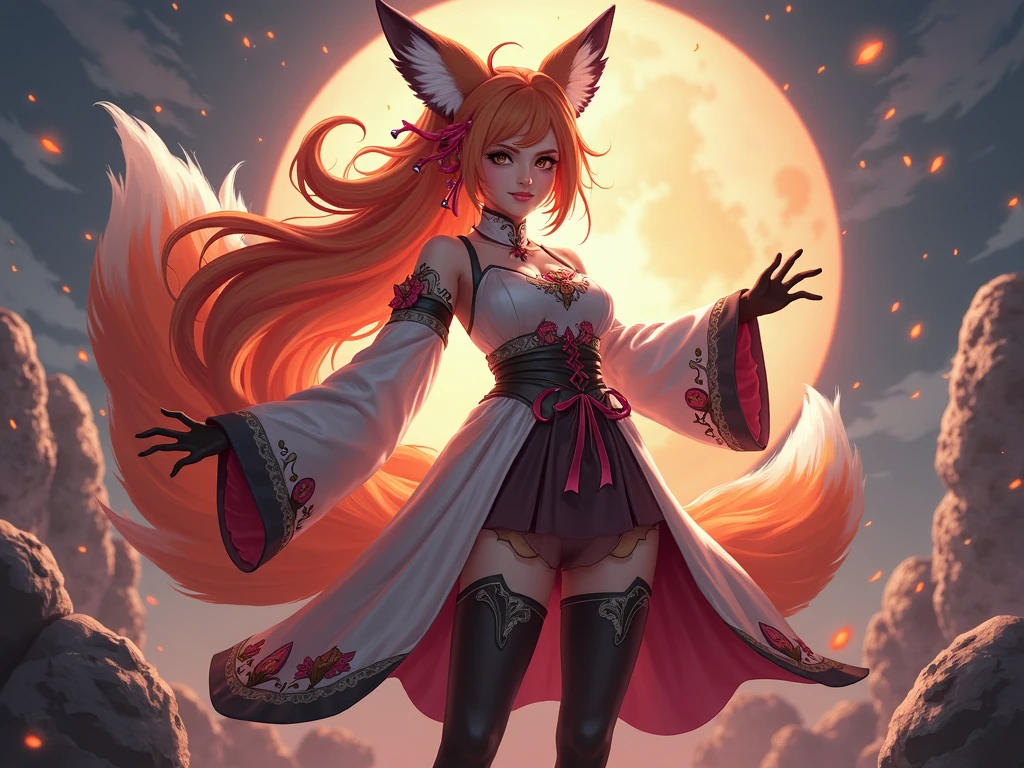 1girl,solo,
official art, unity 8k wallpaper, ultra detailed, beautiful and aesthetic, beautiful, masterpiece, best quality,
Kitsune witch, fox mask, haori jacket, foxfire spell, fox familiar, transformation,