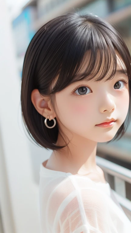 ((sfw: 1.4)), detailed face, cute face,brown eye, , extra short hair, sidelocks-hair, master piece , best quality, earrings, necklace, matured woman face , squatting , blouse , japanese , room , indoor