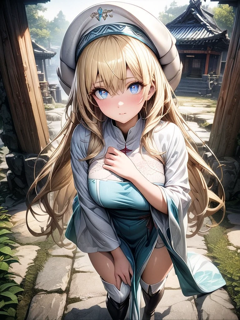 (8k, RAW photo, best quality, masterpiece, highres, absurdres, ultra detailed:1.3), (Photography, realistic, photo-realistic:1.4), (beautiful natural lighting, beautiful deatailed shadow, beautiful detailed glow :1.4), atmospheric,
BREAK 1 Beautiful girl,(Kawaii:1.5),(Chibi:0.5),(Kawaii:2),(Loli:2),(12yrs old),(Big tits:1.65),(aho hair, crown braided hair, blond hair, twintail, blue ribbon, green eyes, eyebrows showing through hair, side lock, bangs in a bun, long hair, hair decoration Curly, Ribbon:1. 4),(White Wings of an Angel, Angel Wings, Spread Wings, Shining Wings),(??? Icarus),(Glowing Beautiful Skin, Clear Skin:1.45),(Blush, Smile:1.45),BREAK
(90's gal-style makeup),lipstick,brown_cheek,(eyeline),mascara,eyeshadow,false_eyelashes,colored_contact_lenses,
BREAK
((shiromuku, wearing pure white kimono, uchikake, women's bridal robe with trailing skirts worn over a kimono, a Shinto wedding, shrine)),BREAK
((active, dynamic, energetic:1.2)), BREAK
((seiza, a Shinto wedding, shrine, black long hair, purple eyes, a bride hood, june bride, summer, light smile, morning:1.5)),
BREAK wakame,wakame,wakame,(cowboy shot,from front:1.4), BREAK manga illustration,manga style,