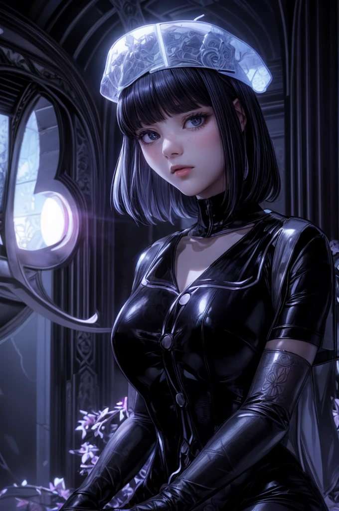 anime style; 3d; glitter; horoscope sign Capricornus; color black; Goat details; ♑ symbol; onyx stone;