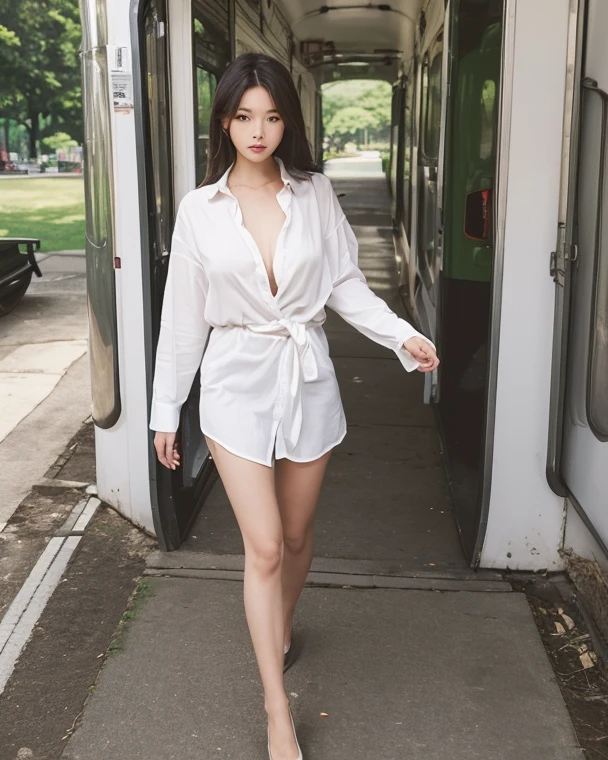 College uniforms，Beautuful Women，High-heeled closed-toe sandals，Pork，wearing round glasses，Pure，dual horsetail