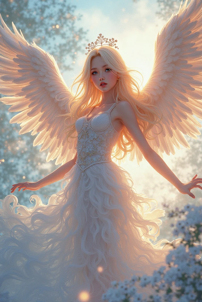 Make an open-feathered anime character