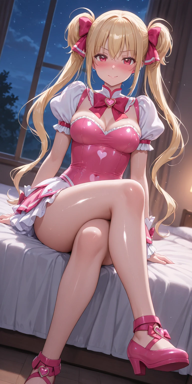 Beautiful African female idol,Browsing Caution,Dark Skin,
,Captivating smile,(Sensual:1.5),
Thin legs、On all fours、focused on the chest,(Excessive ejaculation:1.2),
(Shiny Pink Nurse:1.3),Glossy latex tights,Bottomless,High heels,
(Pink Bed 1.5),