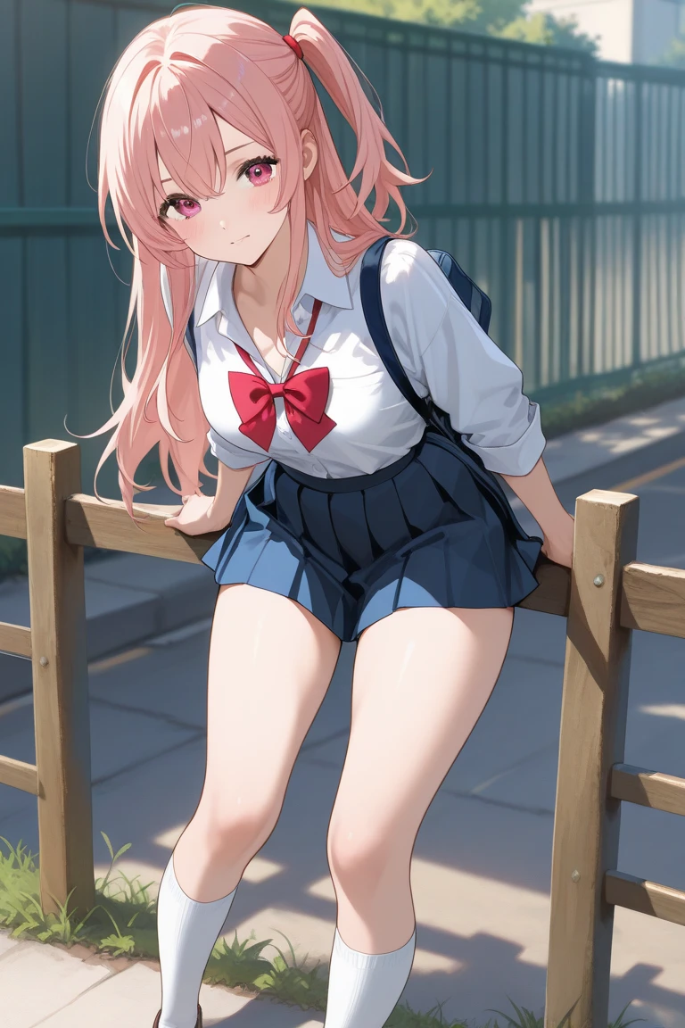 realistically, longhair, brown eyes, glowing eyes, white short skirt, Blush, daytime, Wet from the rain, see through, sleeveless shirt, nipples, Spread your legs, pussy, crotch, open skirt, smile, Sit with your knees raised, windy, ruby, the skirt is turned up、highest quality, High resolution, (detailed and beautiful eyes:1.6), highly detailed face, perfect lighting, Very detailed CG, (perfect hands, perfect anatomy)