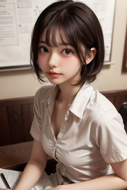 Masterpiece, top quality, 1 girl, ((short-hair))