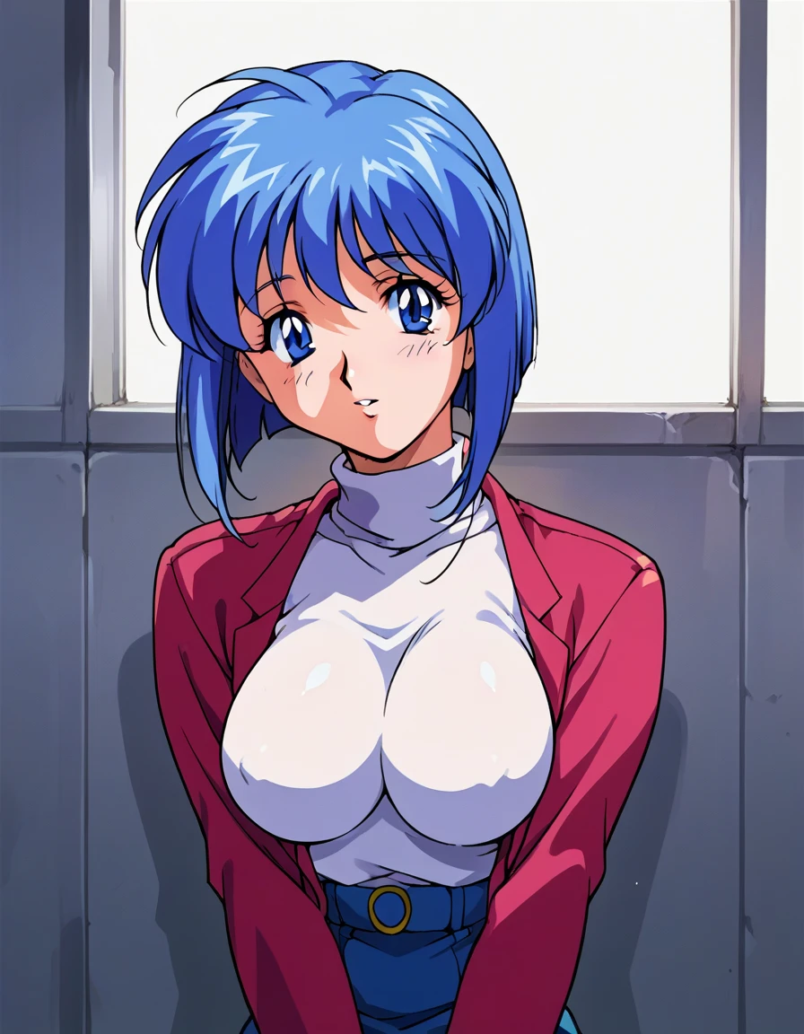 (best quality,masterpiece:1.3),absurdres,highres,32k, ultra high res, official art,illustration,extremely detailed nsfw, 1girl, solo, (on back:1.2), karin aoi, delicate linestailed face, (beautiful light blue hair:1.2), (shiny hair:1.2), (beautiful blue eyes:1.2), (shiny eyes:1.2), (large breasts), (completely nude:1.3), (gleaming skin:1.4), heavy breathing, blush, open mouth, tears, (torogao:1.3), (trembling:1.3), female orgasm, BREAK, nipples, BREA