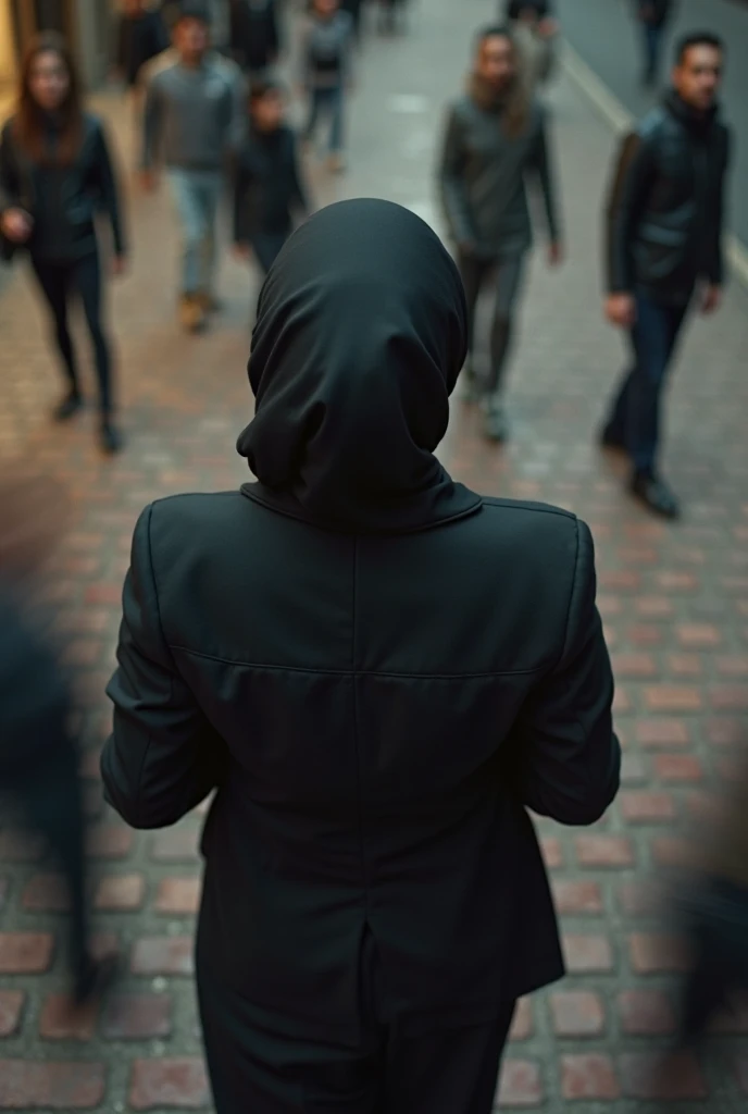 A rich woman in a suit, wearing a hijab, wearing a scarf of all colors, a latest model Mercedes-Benz V-Class, a woman getting in with her back turned, surrounded by armed Turkish soldiers, and the latest model cars around the soldiers protecting her.